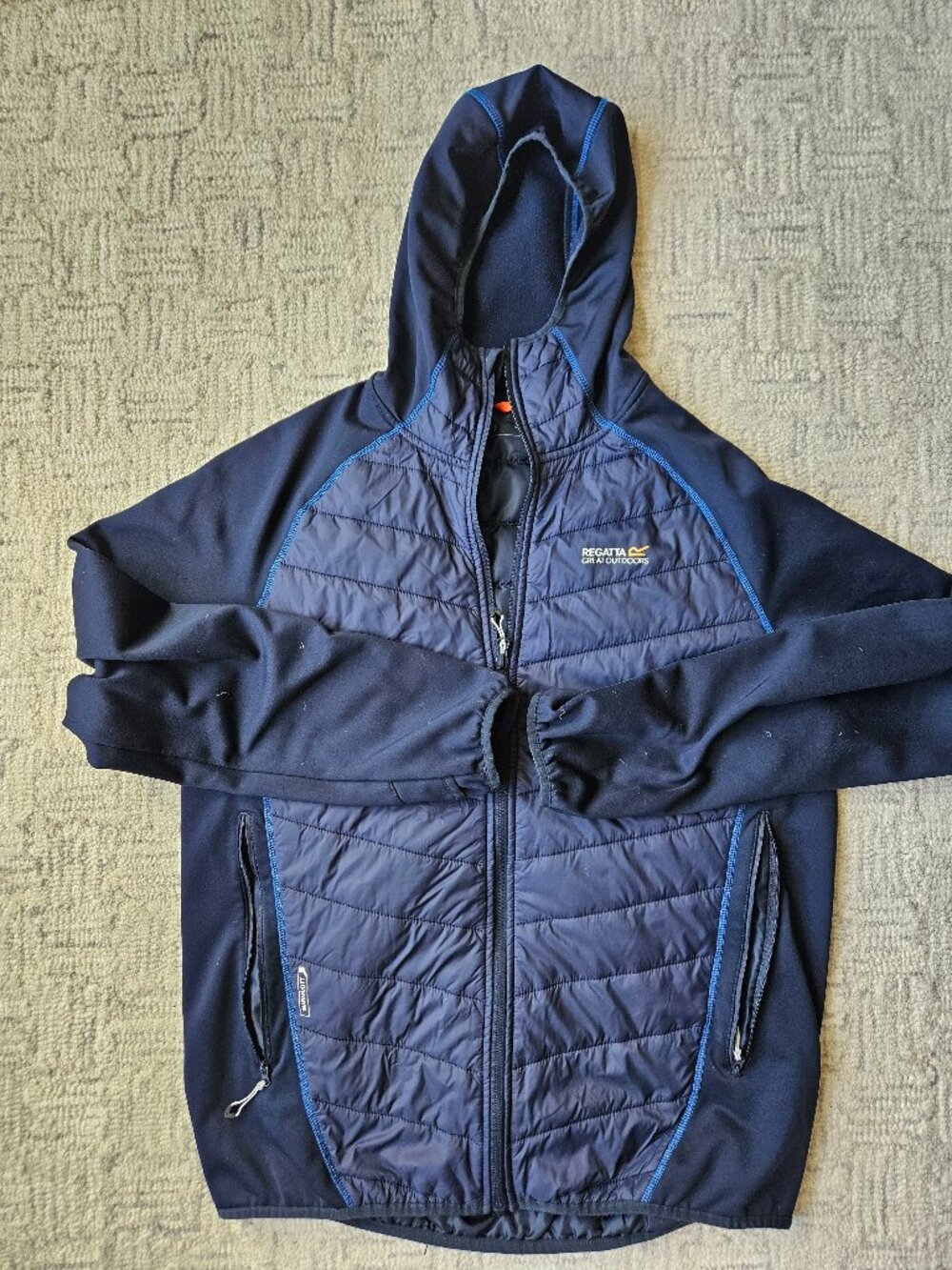 Regatta Great Outdoors Mens Large Warmloft Hybrid Jacket Navy Softshell Hoodie